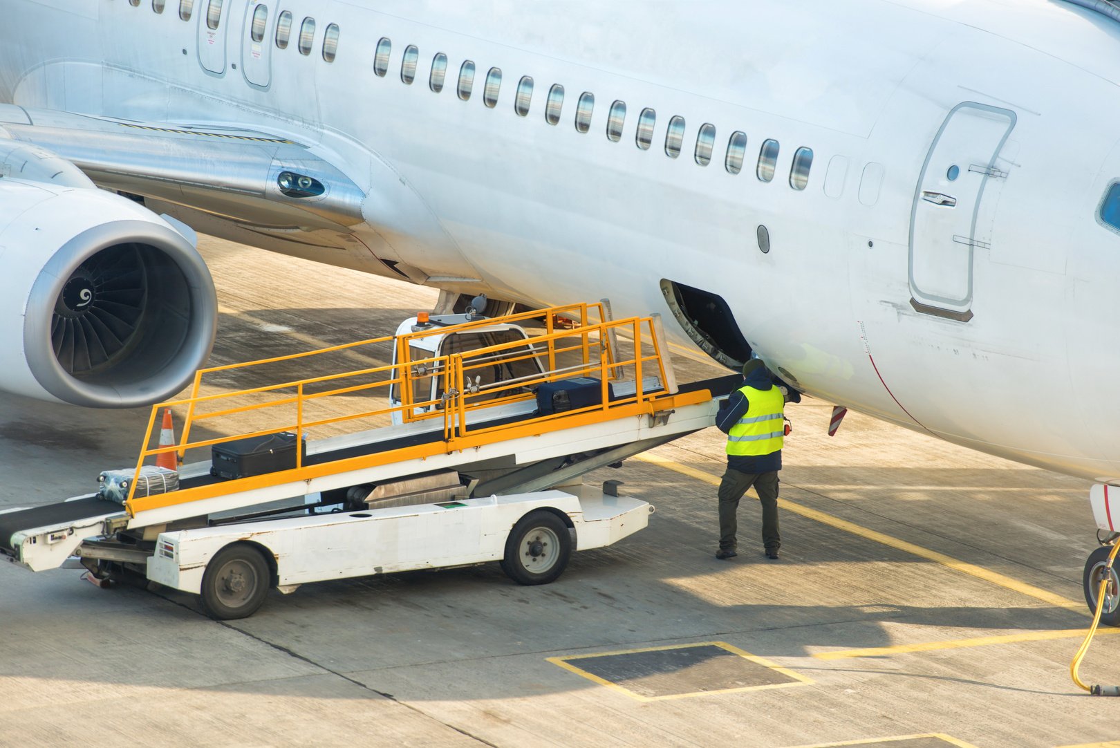 Preparation for Unloading Baggage from an Airplane